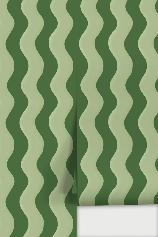 Ziggy Stripe Wallpaper green and sage with wavy stripes Samantha Santana Creative on Tampa Home & Garden Store