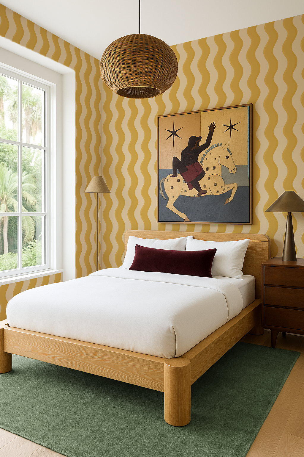 Ziggy Stripe Wallpaper, light apricot and mustard - Tampa Home & Garden Store