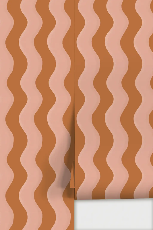 Ziggy Stripe Wallpaper orange and pink with bold wavy stripes on Tampa Home & Garden Store