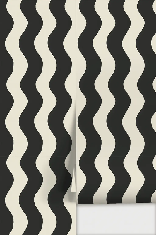 Ziggy Stripe Wallpaper by Samantha Santana Creative in black and ivory on Tampa Home & Garden Store