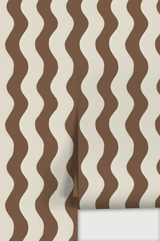Ziggy Stripe Wallpaper, white and coco - Tampa Home & Garden Store