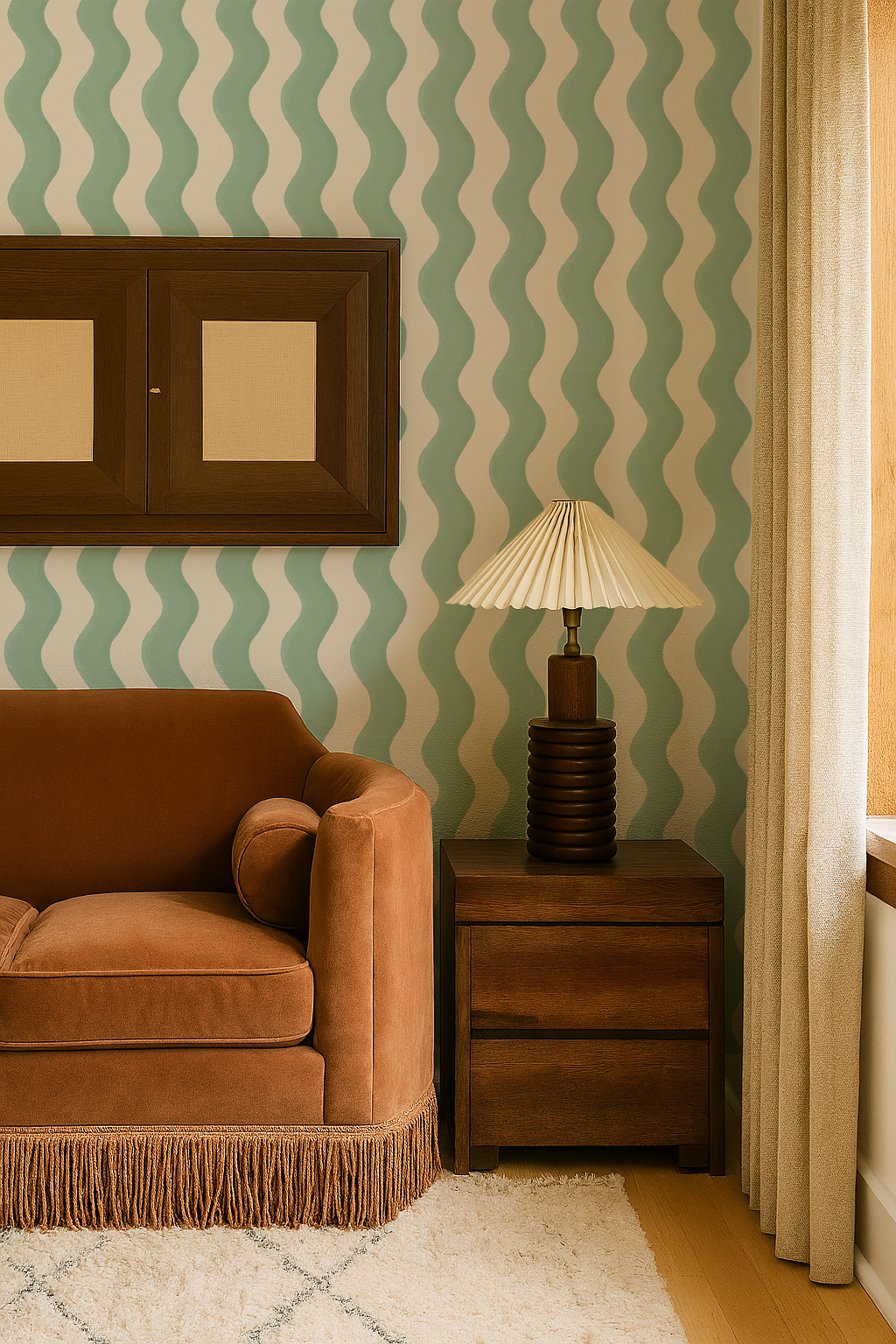 Ziggy Stripe Wallpaper, white and mint - Tampa Home & Garden Store