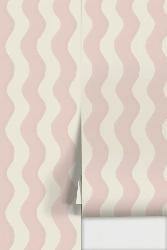 Ziggy Stripe Wallpaper white and primrose pink two-panel wavy stripe pattern wallpaper on Tampa Home & Garden Store