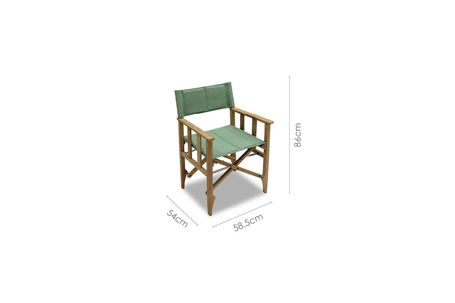 Zircon Teak Director Chair with piquant green cushions, teak frame by LifestyleGarden on Tampa Home & Garden Store