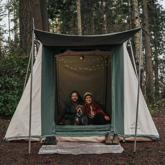 Prota Canvas Cabin Tent 7x9 with Awning Frame in green canvas by White Duck Outdoors on Tampa Home & Garden Store