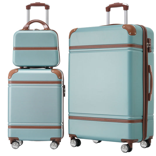 Hardshell luggage set 3pc turquoise with brown leather trim and spinner wheels HouseOfZazla on Tampa Home & Garden Store