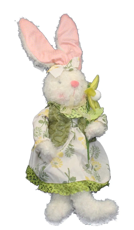 Springtime Easter bunny figure in green dress with pink ears by The Country Christmas Loft on Tampa Home & Garden Store