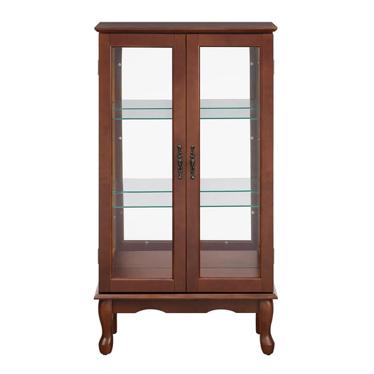 Curio cabinet by Unique Piece Furniture wood tempered glass doors, 3-tier shelves, mirrored back on Tampa Home & Garden Store