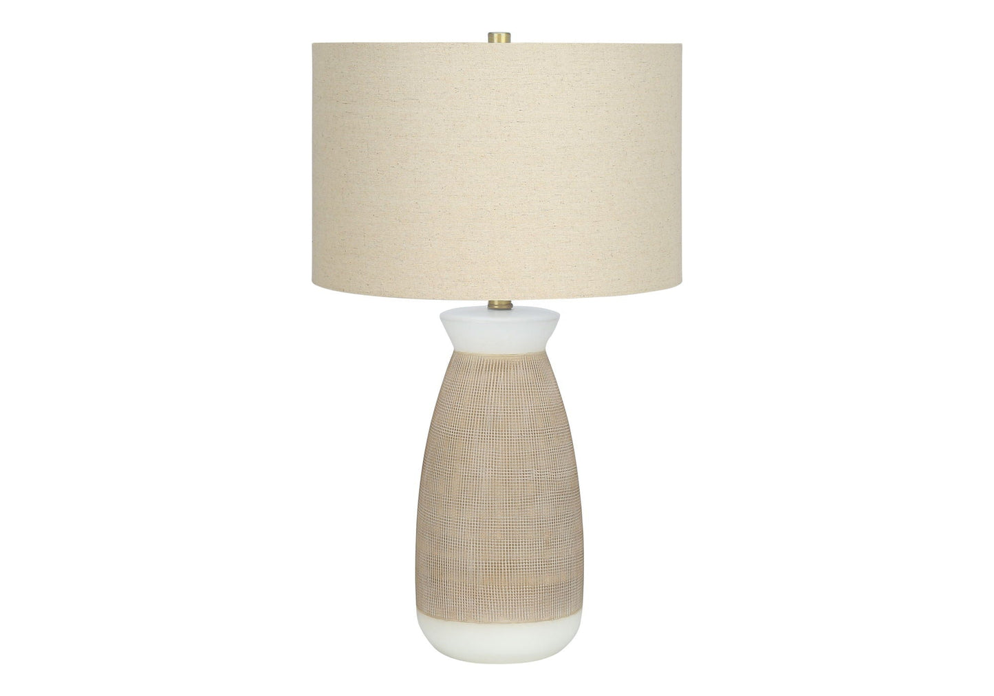 Table lamp ceramic resin cream with textured beige base and cream fabric shade on Tampa Home & Garden Store