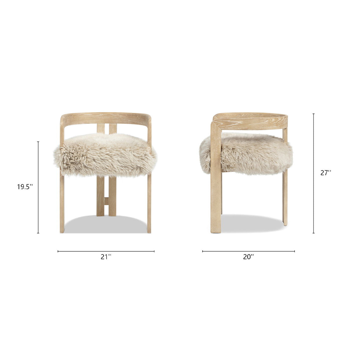 Low back arm chair with natural blonde sheepskin upholstery and wood frame set of 2 by HouseOfZazla on Tampa Home & Garden Store