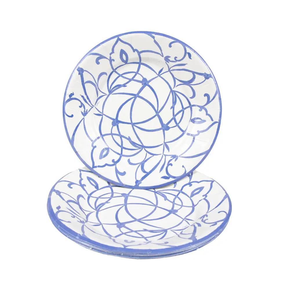 Algarve ceramic blue salad plate set of 2 with abstract swirl pattern on Tampa Home & Garden Store