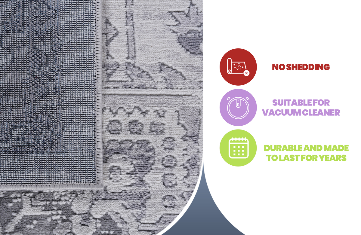 Rug Marfi Collection stain resistant area rug by HouseOfZazla in blue/gray woven pattern on Tampa Home & Garden Store