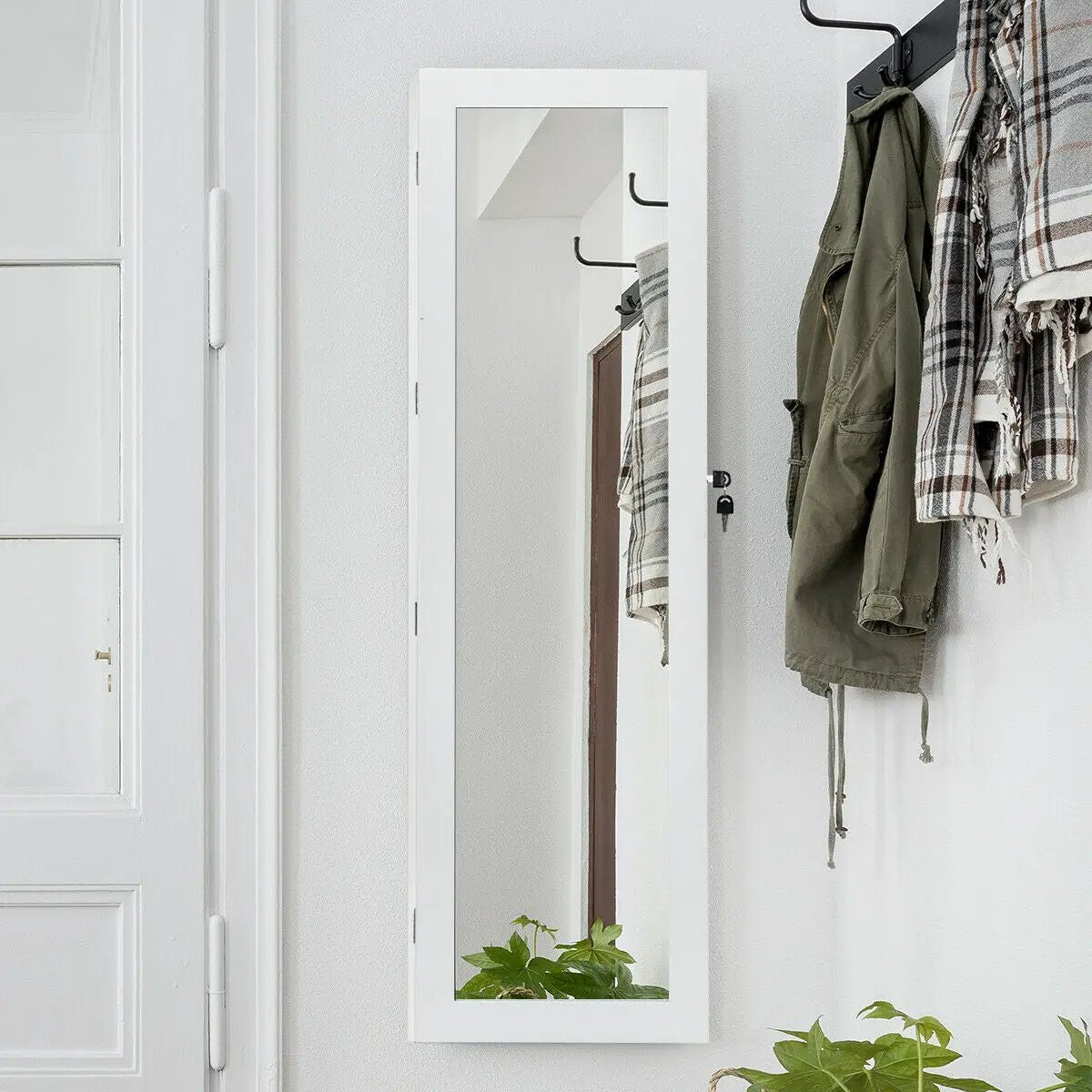 Door Mounted Lockable Mirrored Jewelry Cabinet with LED Lights - Tampa Home & Garden Store