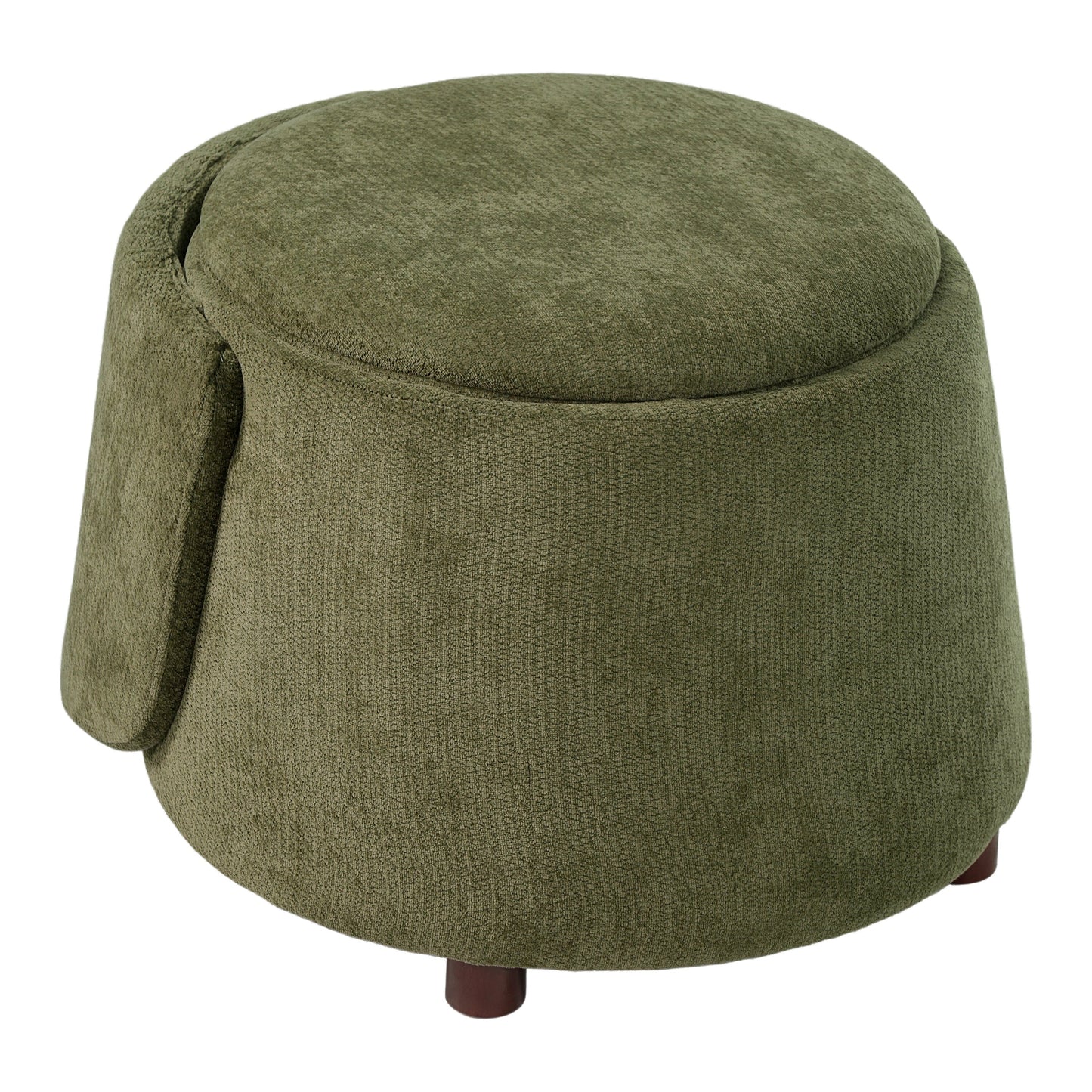 Green pet-friendly chair with hidden pet nook and convertible stool, wooden leg on Tampa Home & Garden Store