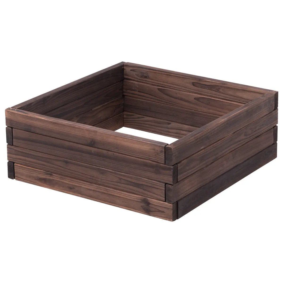 Square raised garden bed in dark brown wood for vegetables and herbs DirectDeals on Tampa Home & Garden Store