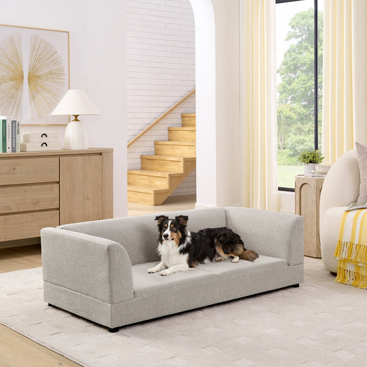 Comfortable Oversized Pet Sofa for Medium/Large Dogs in light gray fabric, HouseOfZazla on Tampa Home & Garden Store