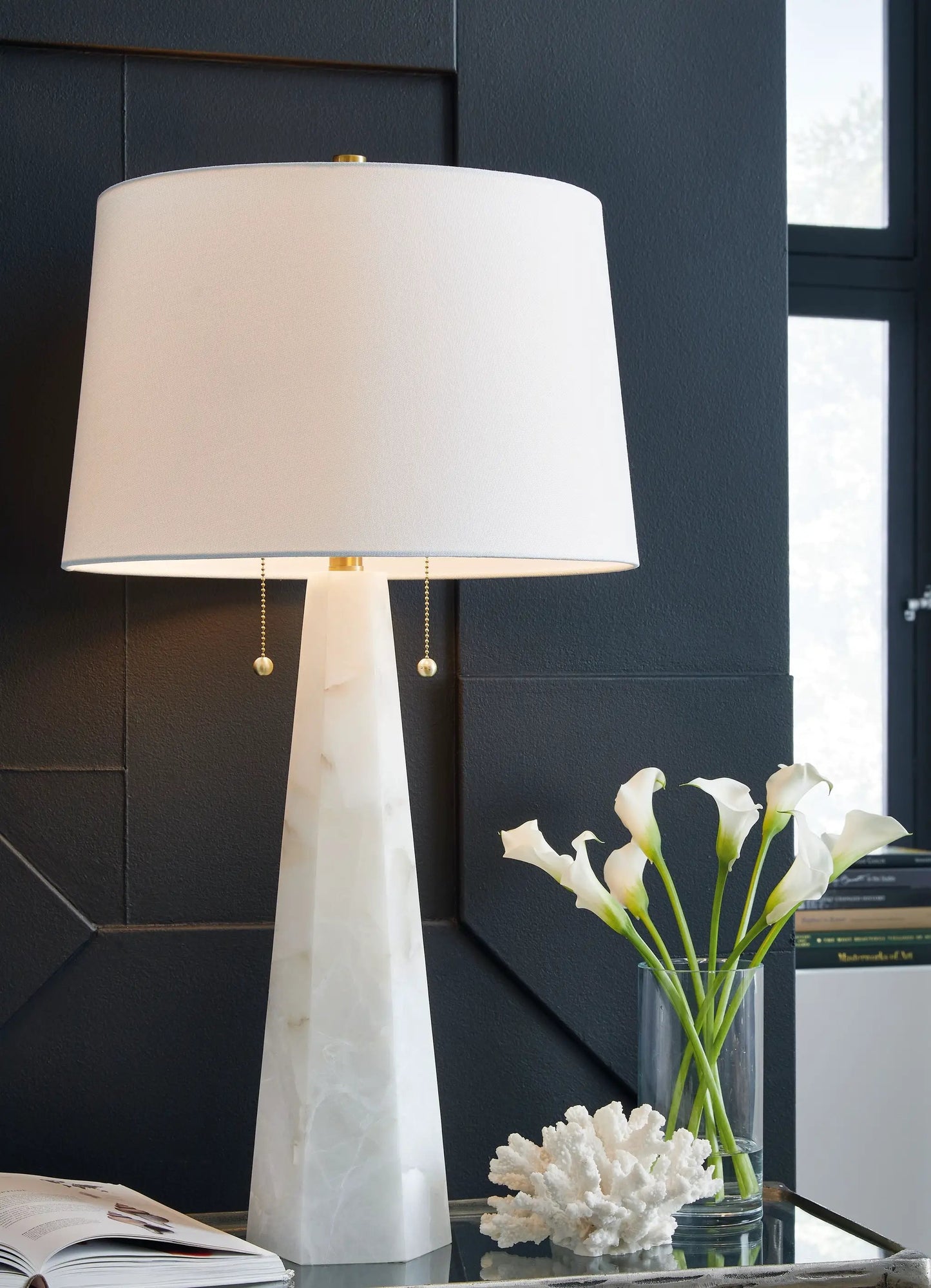 Laurellen Alabaster Table Lamp White for Bedroom