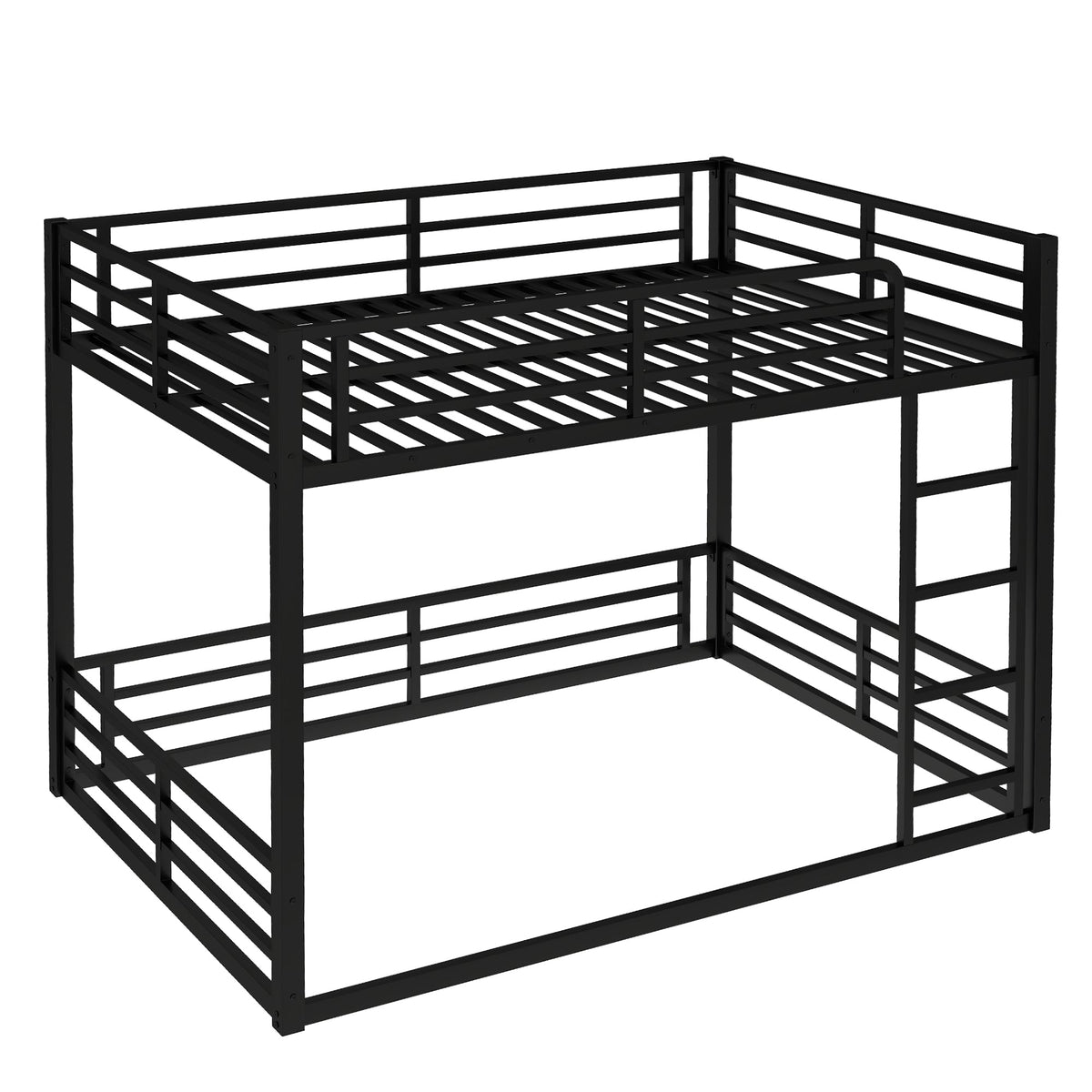 Metal Full XL Over Full XL bunk bed frame in black powder-coated steel, two-tier design on Tampa Home & Garden Store