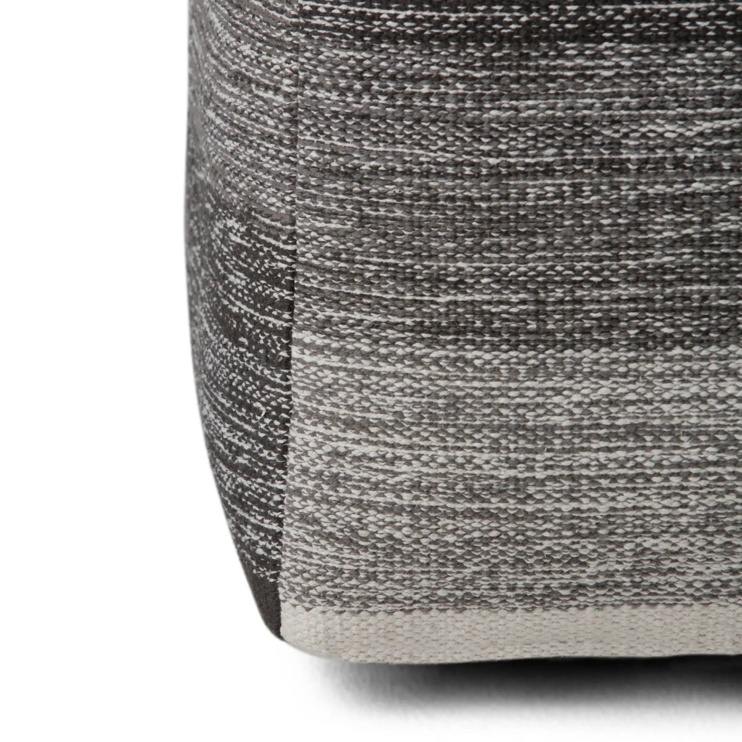 Naya Upholstered Cube Pouf fabric closeup in gray-black woven texture by Unique Piece Furniture on Tampa Home & Garden Store