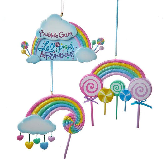 Lollipop Rainbow Ornament Collection with candy arches and clouds by The Country Christmas Loft on Tampa Home & Garden Store