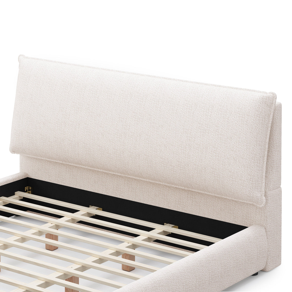 Upholstered Platform Bed Frame with Oversized Plush Headboard slatted base HouseOfZazla on Tampa Home & Garden Store