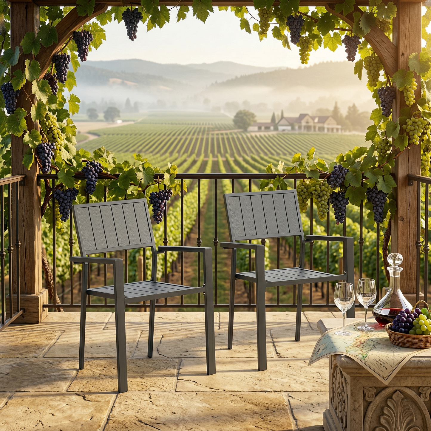 Modern Outdoor and Indoor Metal Chair Set of Two