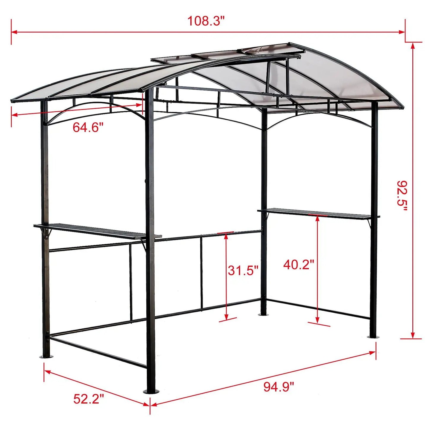 Grill Gazebo 8x5ft Canopy Bbq Shelter Black