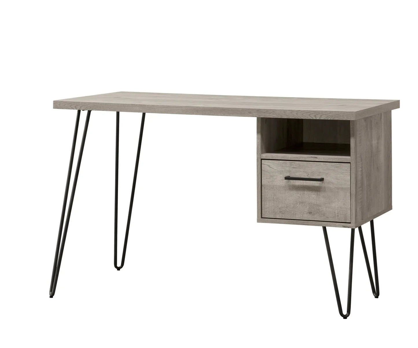 Desk in Gray Wash with Storage Drawer and Shelf