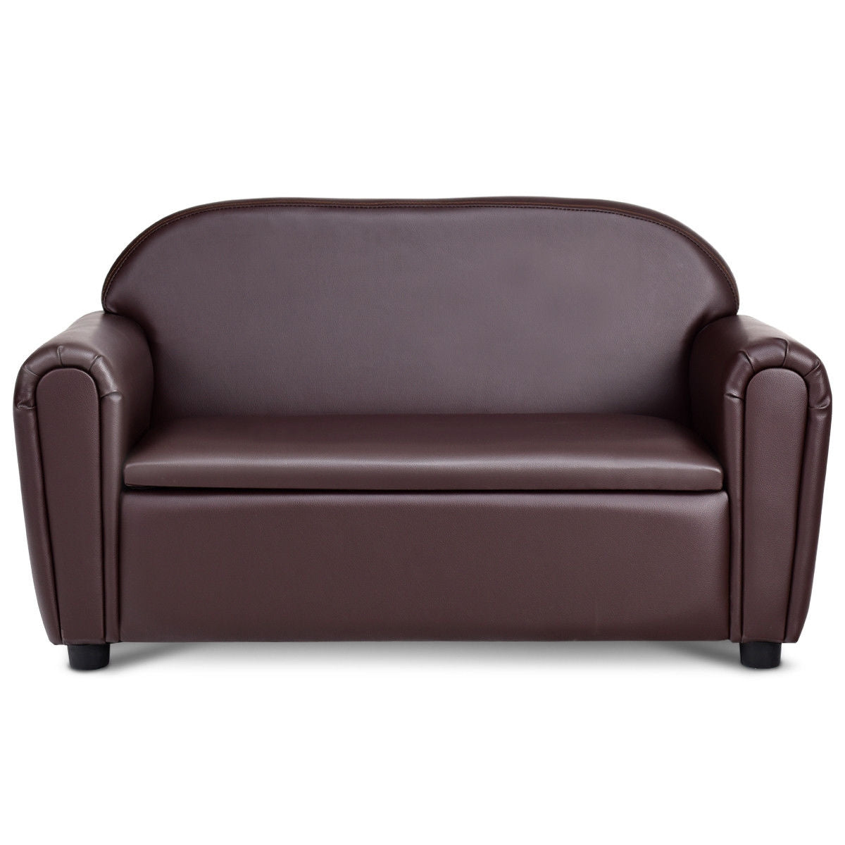 Kids Sofa Armrest Chair with Storage in dark brown faux leather on Tampa Home & Garden Store