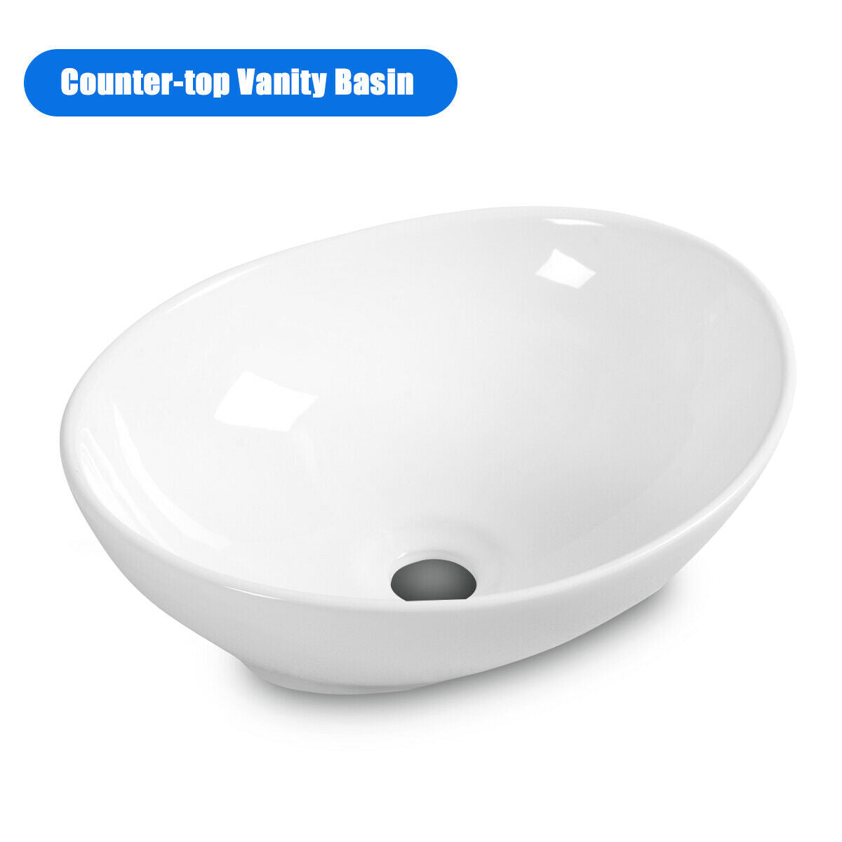 Lavabo de baño ovalado de cerámica