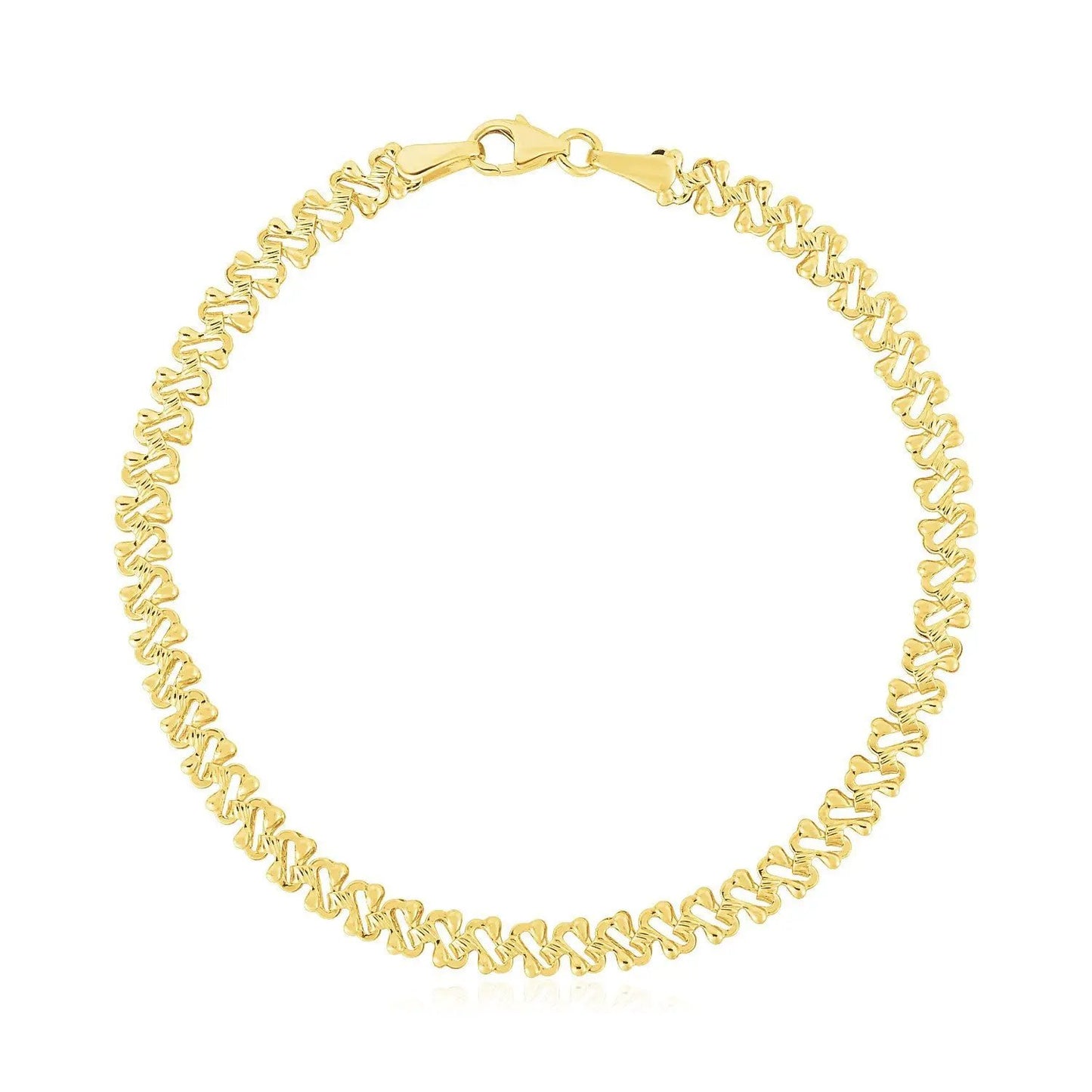 14k yellow gold textured fancy chain bracelet 4mm with lobster clasp by Bids.com on Tampa Home & Garden Store