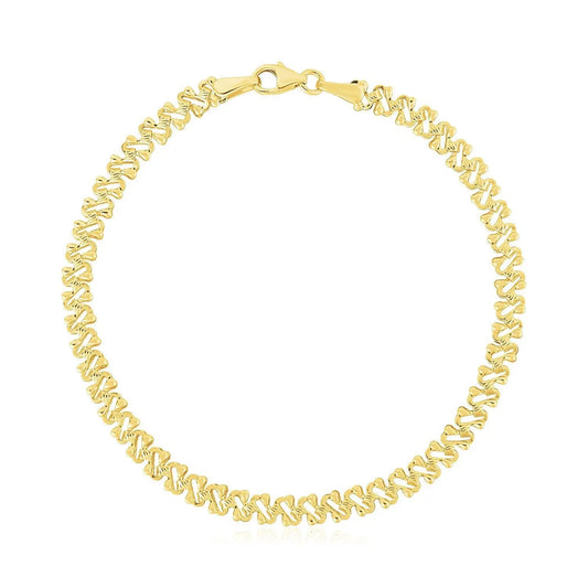 14k yellow gold textured fancy chain bracelet 4mm with lobster clasp by Bids.com on Tampa Home & Garden Store