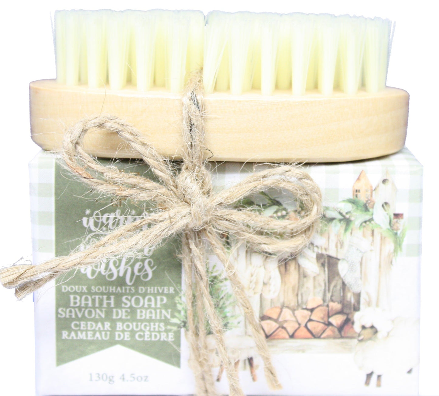 Savon en barre aux branches de cèdre avec brosse à ongles