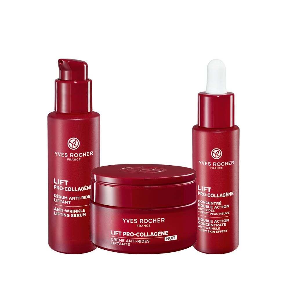Yves Rocher Lift Pro-Collagène 3pc skincare set: anti-wrinkle serum, concentrate, night cream on Tampa Home & Garden Store