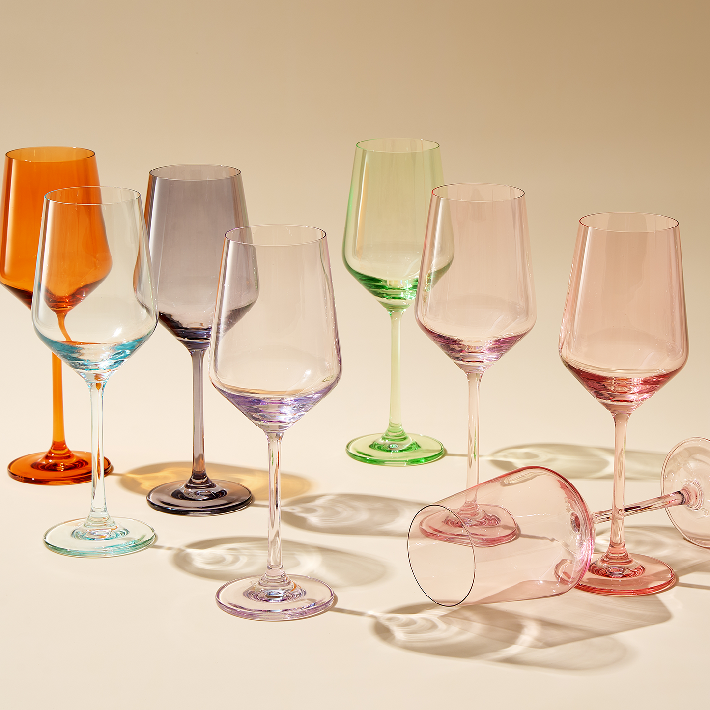 Set of 6 Amber Rhea Stemmed Wine Glasses