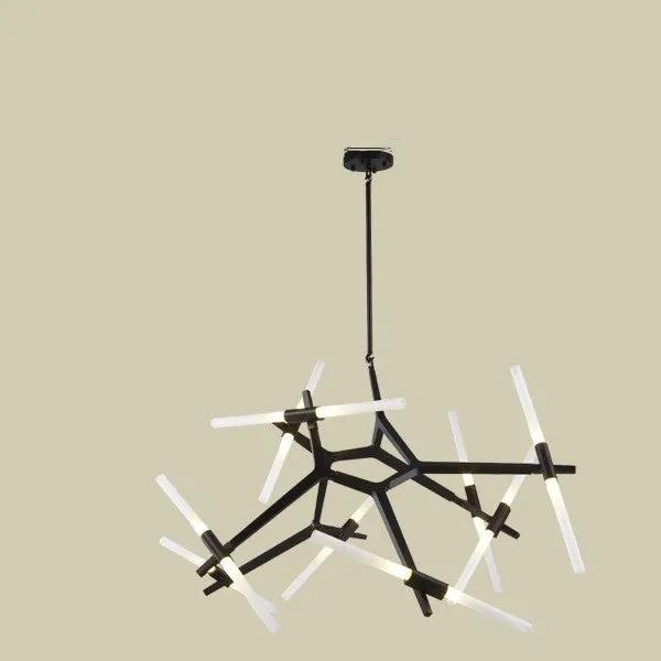 Modern irregular living room chandelier by Decorbites, black metal frame with LED bars on Tampa Home & Garden Store