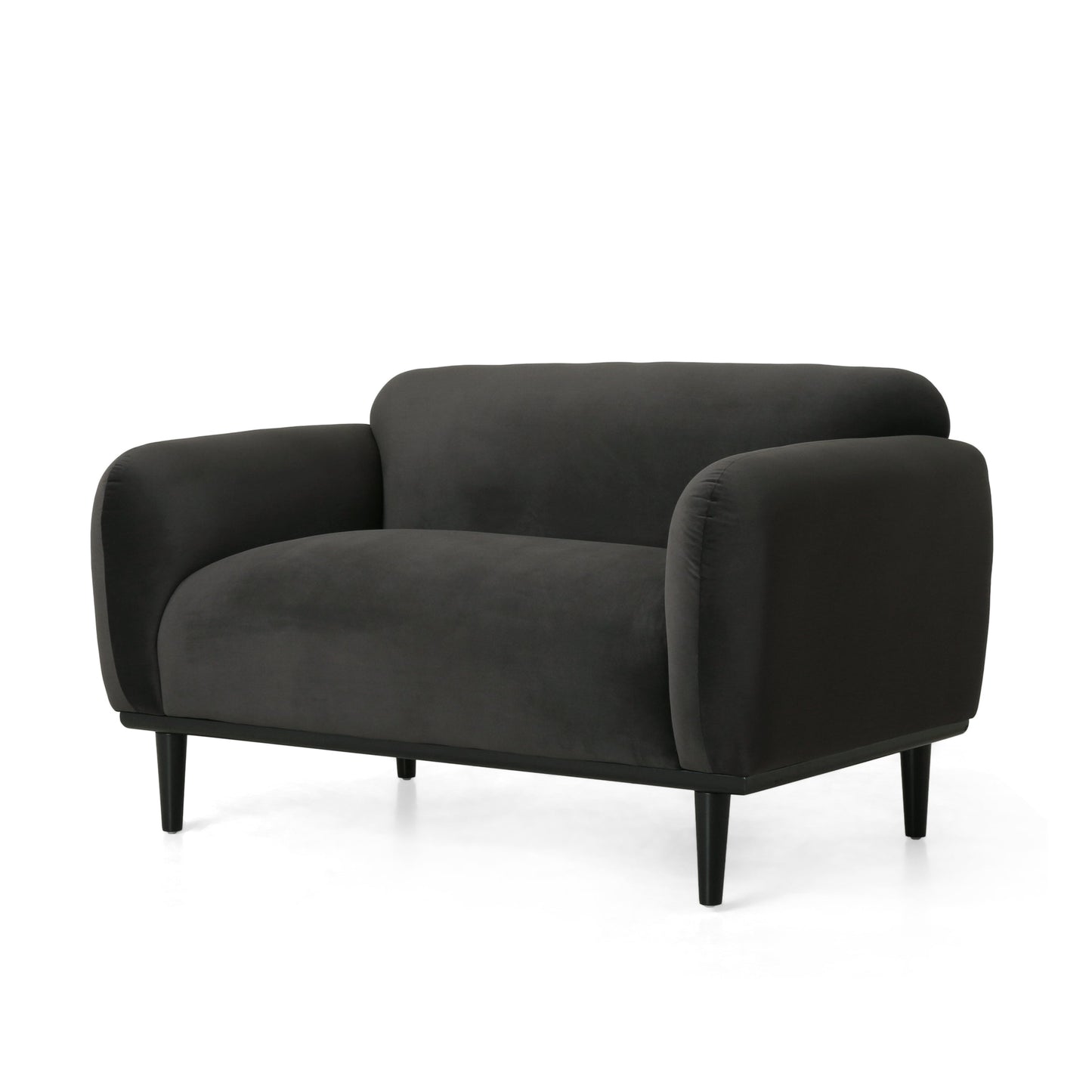 Contemporary Dark Loveseat and Velvet Sofa
