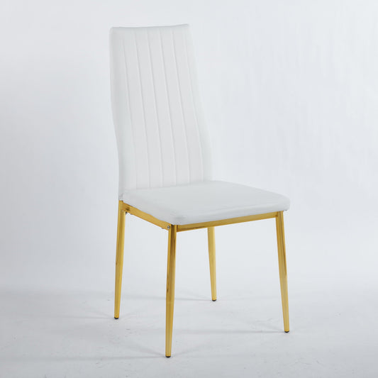 Elegant Legs Dining Chair set of 4, white upholstered seat and tall back with gold legs on Tampa Home & Garden Store