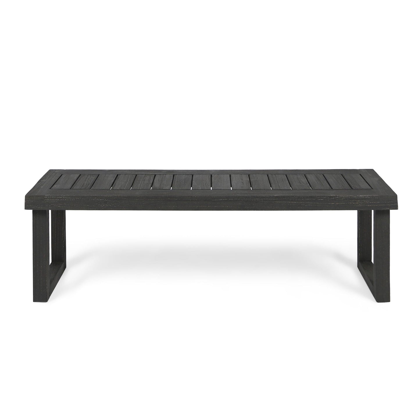 Realm outdoor bench with slat panel top and base in dark gray by HouseOfZazla on Tampa Home & Garden Store