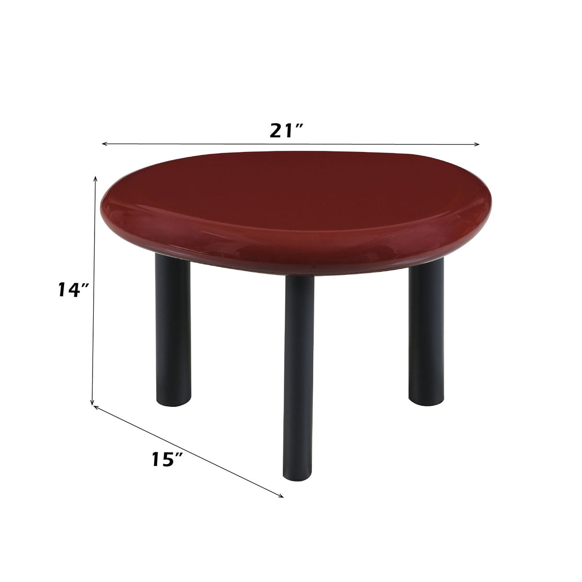 Red Eddie round end table with high gloss finish, black legs HouseOfZazla on Tampa Home & Garden Store