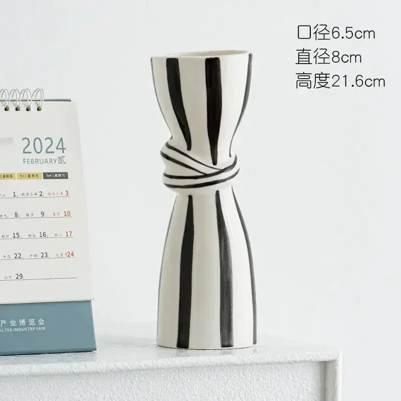 Abstract Ceramic Hydroponic Vase Black Decorbites with knotted neck on Tampa Home & Garden Store