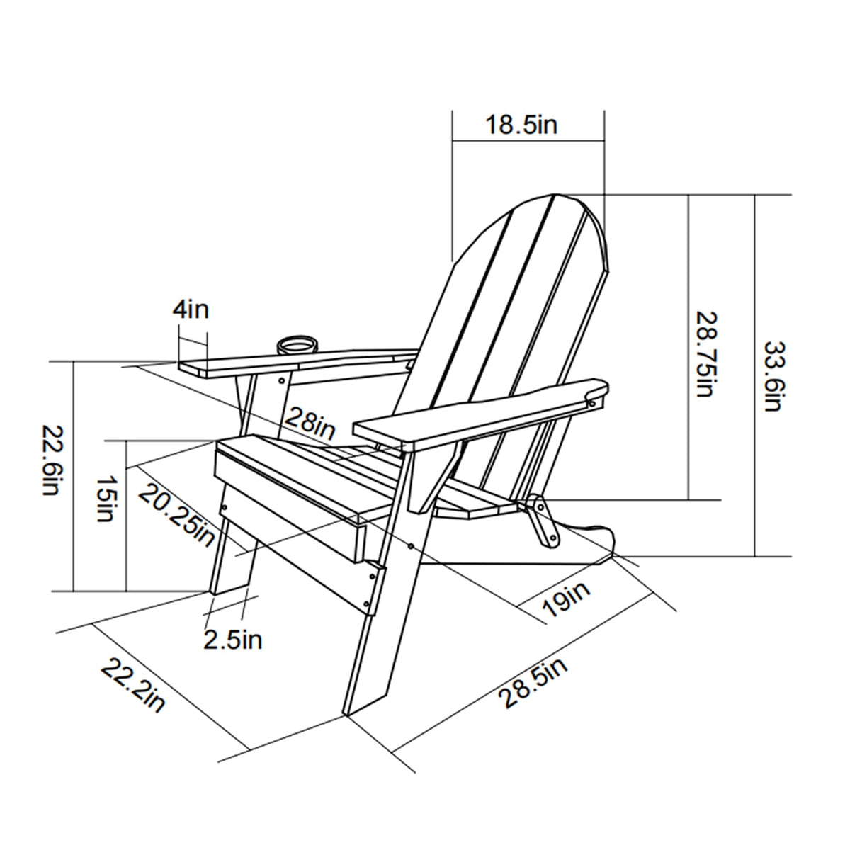 HDPE folding Adirondack chair gray with dual cup holders for outdoor use by HouseOfZazla on Tampa Home & Garden Store