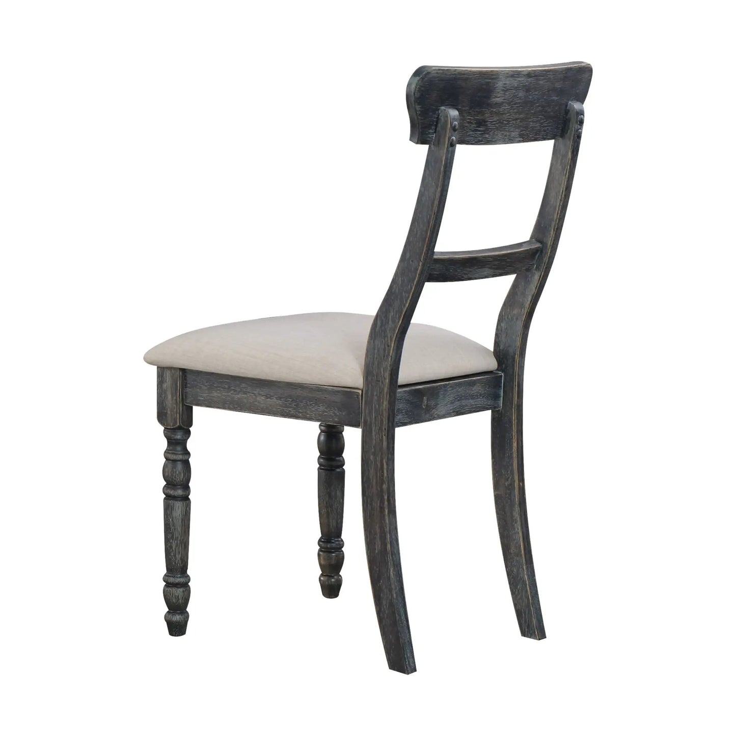 Leventis Linen Weathered Side Chair set of 2 in light brown linen and dark distressed wood on Tampa Home & Garden Store
