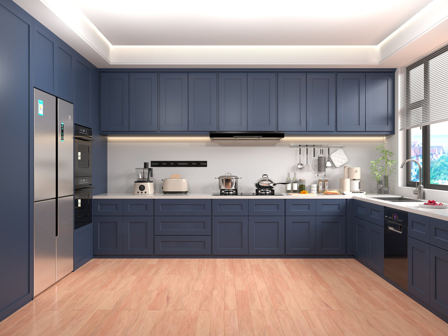 Navy Shaker Rta 30 In A Kitchen Sink Base Cabinet
