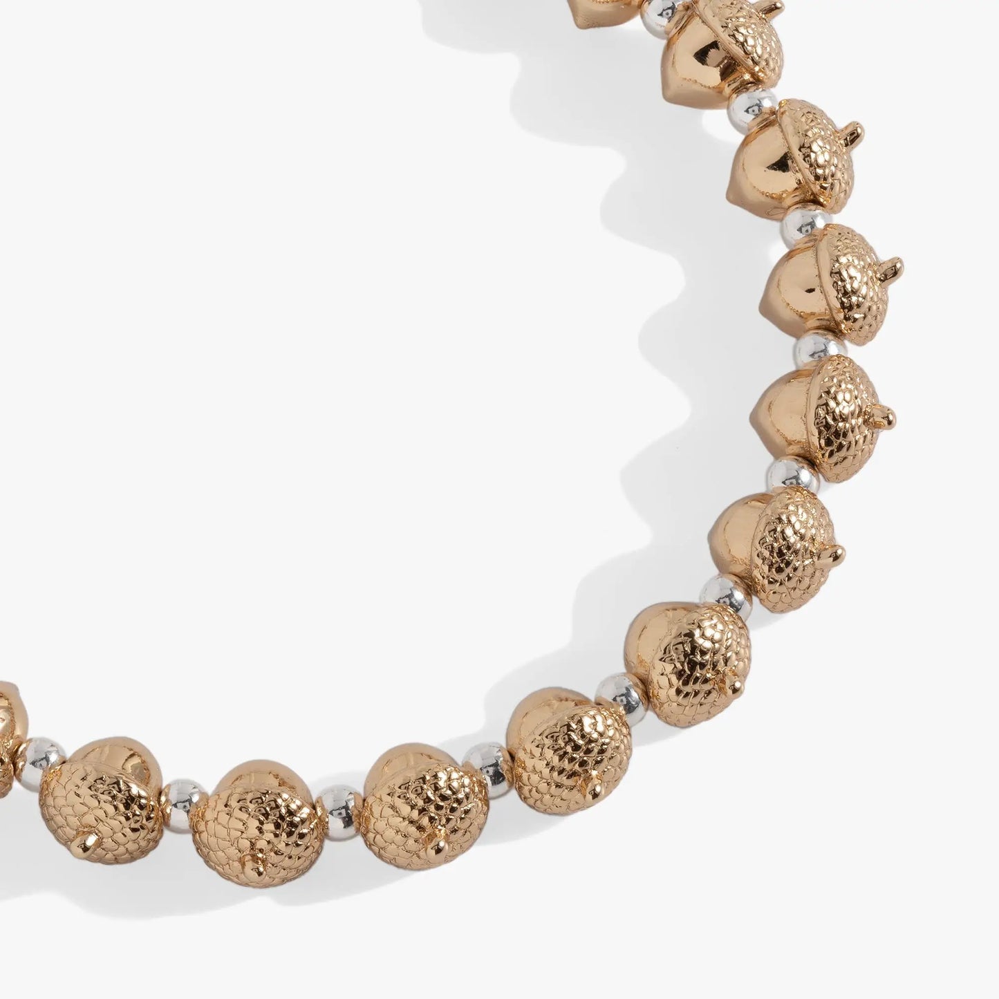 Acorn Beaded Bangle With Gold Accents and Silver