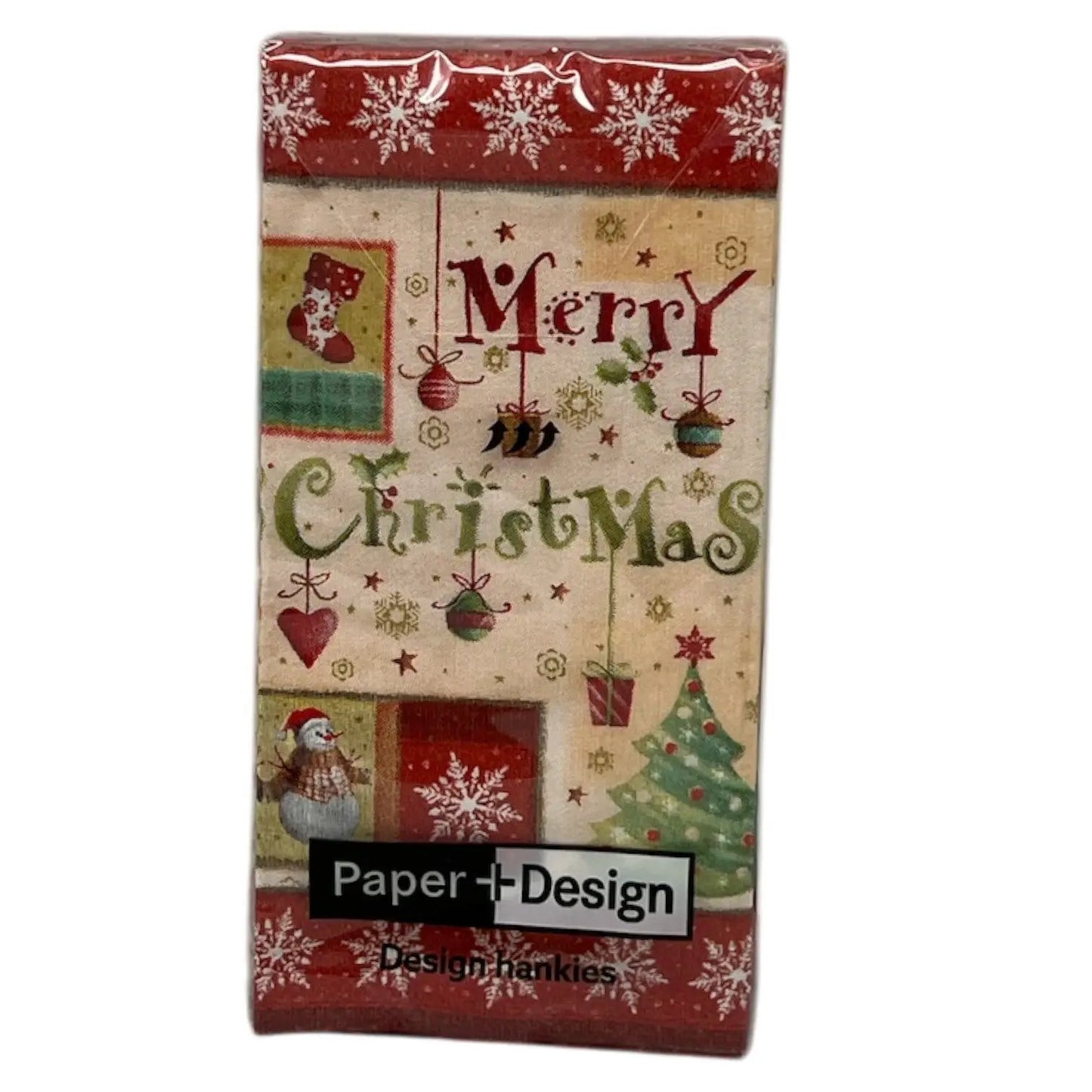 Merry Christmas design hankies set of 10 handkerchiefs red green beige on Tampa Home & Garden Store