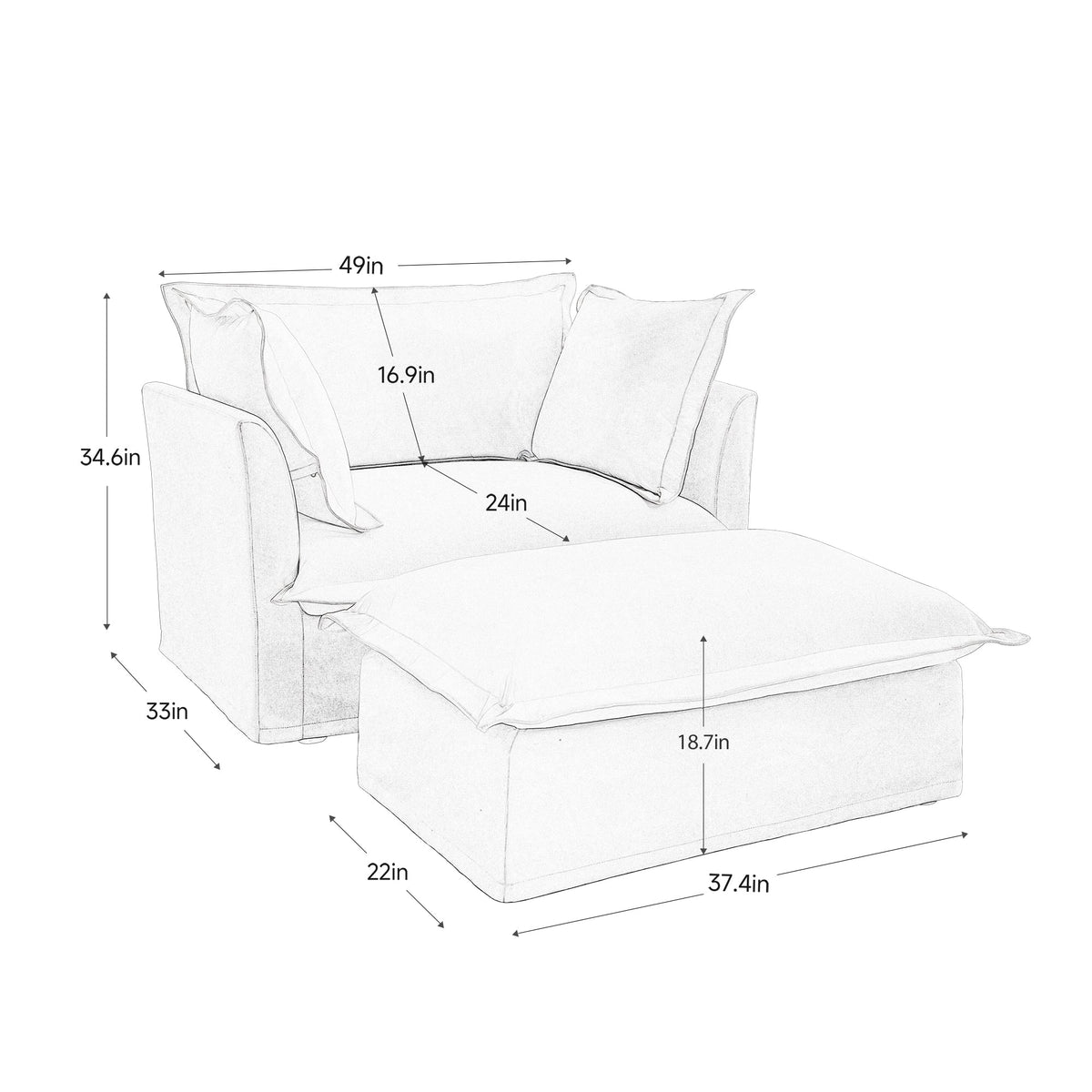 Upholstered Slipcovered Armchair with Ottoman by HouseOfZazla on Tampa Home & Garden Store