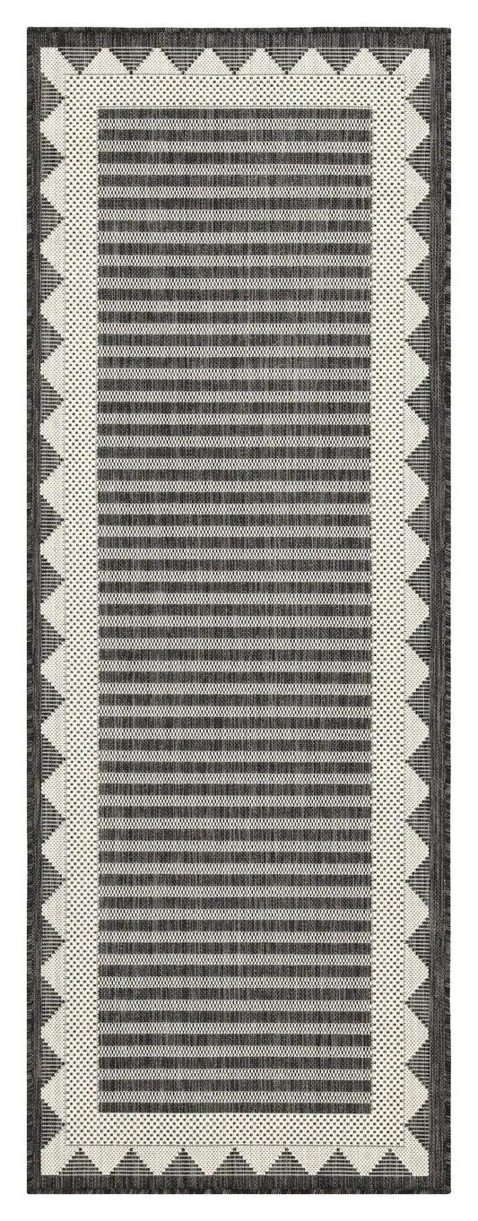 Sunshine runner rug polypropylene black white striped 2ft7in x 7ft3in Unique Piece Furniture on Tampa Home & Garden Store