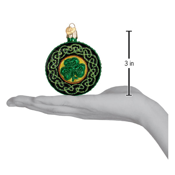 Celtic Brooch Ornament, shamrock design, green velvet, 3 in on Tampa Home & Garden Store