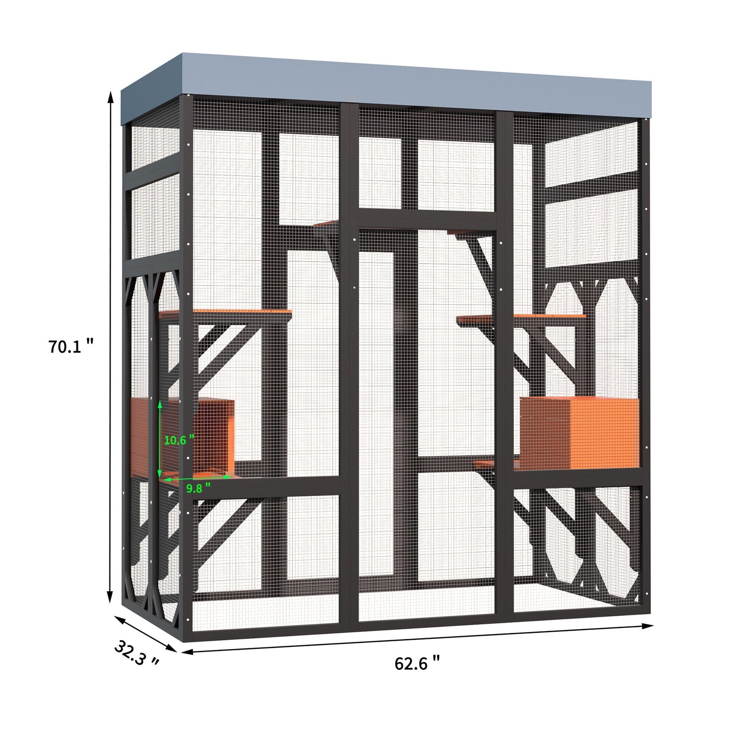 62.6 inch solid wood pet enclosure by HouseOfZazla with dark frame and wire mesh walls on Tampa Home & Garden Store